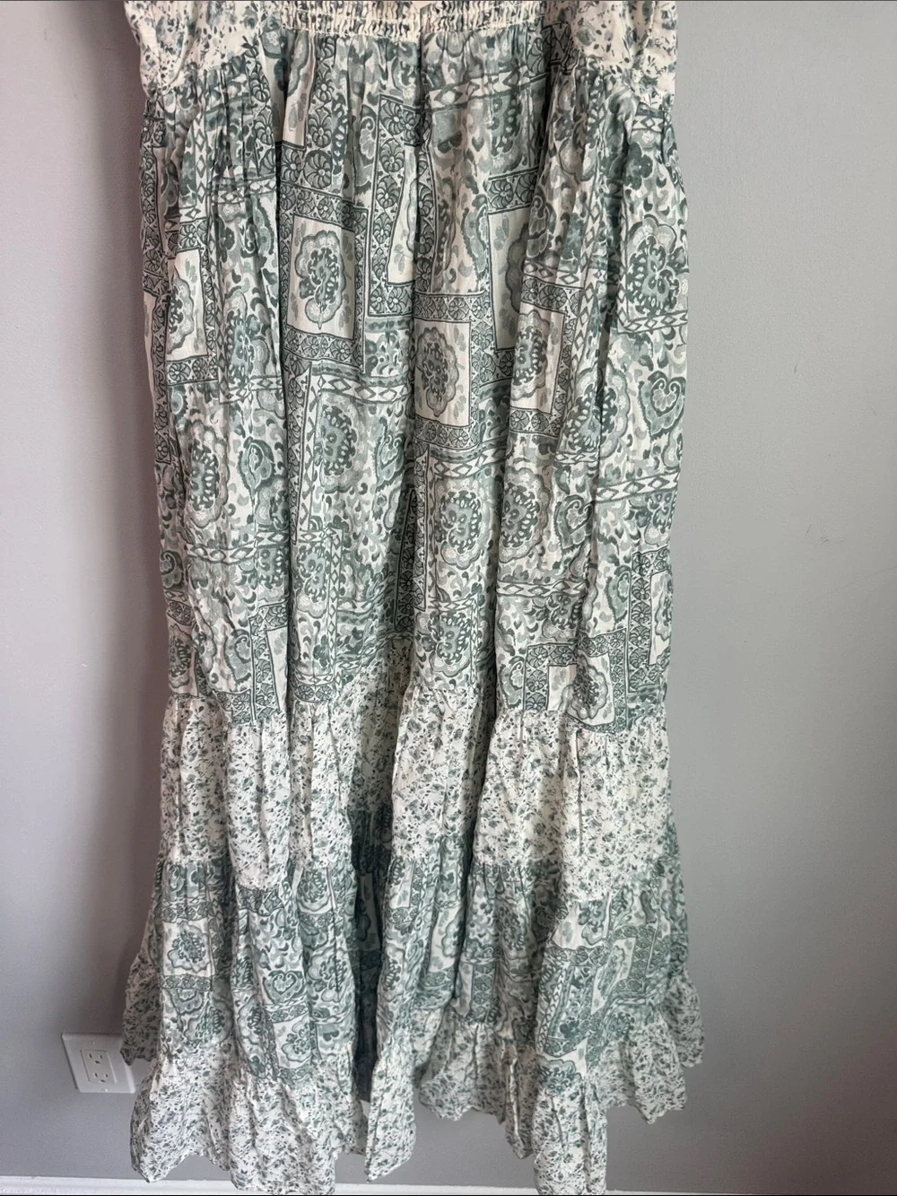 NEW Abercrombie & Fitch Green Floral Patchwork Maxi Dress MP